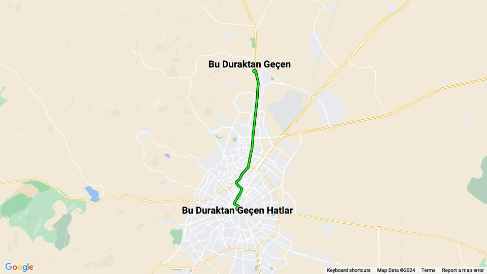 Konya tram line 2: Bu Duraktan Geçen Hatlar - Bu Duraktan Geçen route map