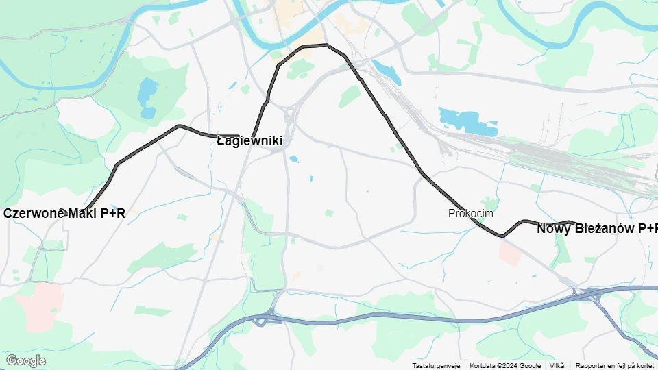 Kraków extra line 23: Nowy Bieżanów P+R - Czerwone Maki P+R route map