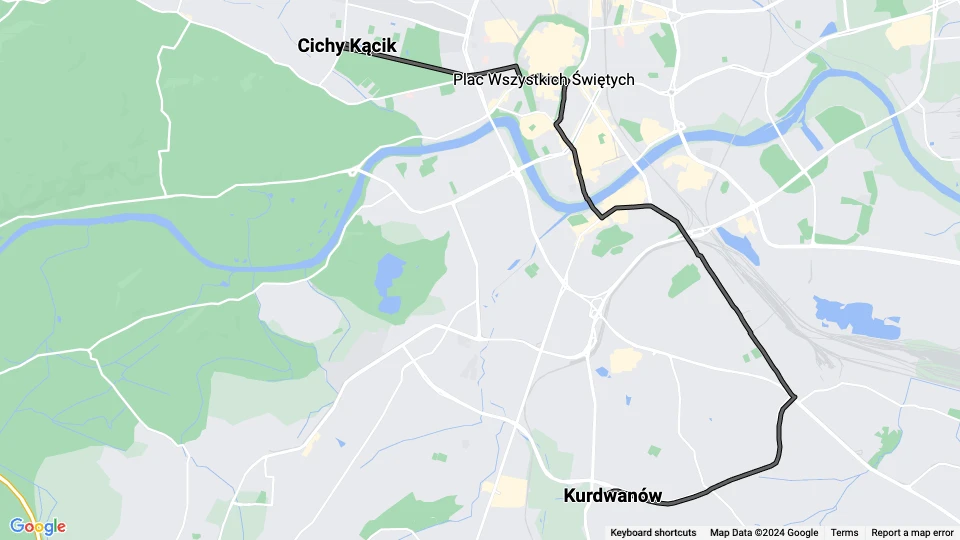 Kraków extra line 6: Kurdwanów - Cichy Kącik route map