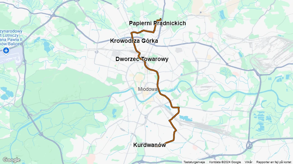 Kraków fast line 50: Górka Narodowa P+R - Kurdwanów route map