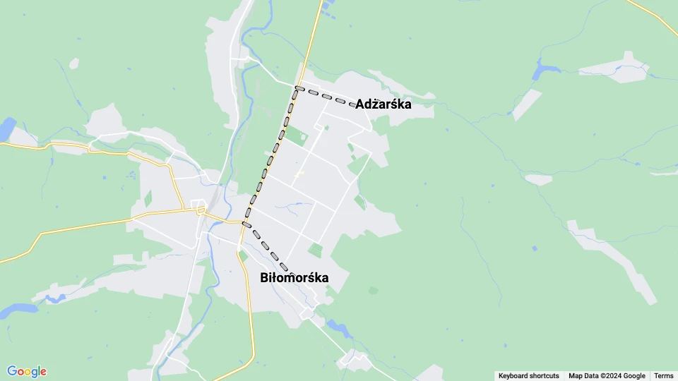 Kramatorsk tram line 3: Biłomorśka - Adżarśka route map