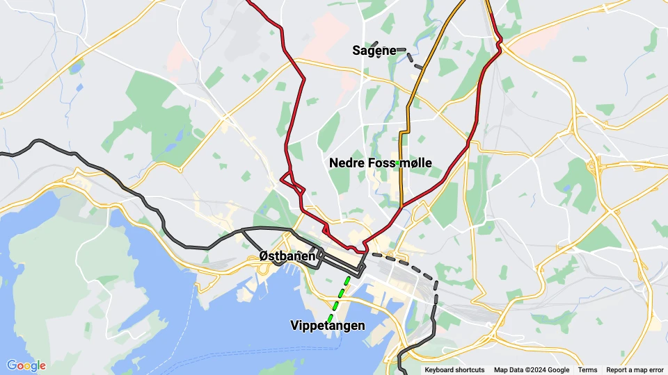Kristiania Sporveisselskab (KSS) route map