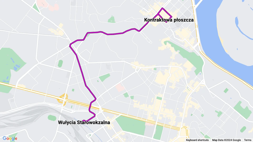Kyiv tram line 18: Kontraktowa płoszcza - Wułycia Starowokzalna route map