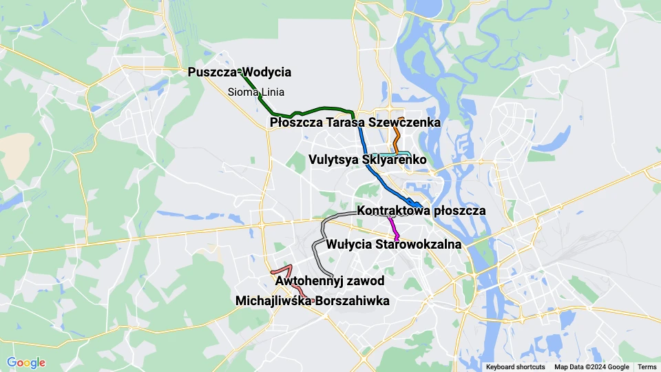 Kyivpastrans (KPT) route map