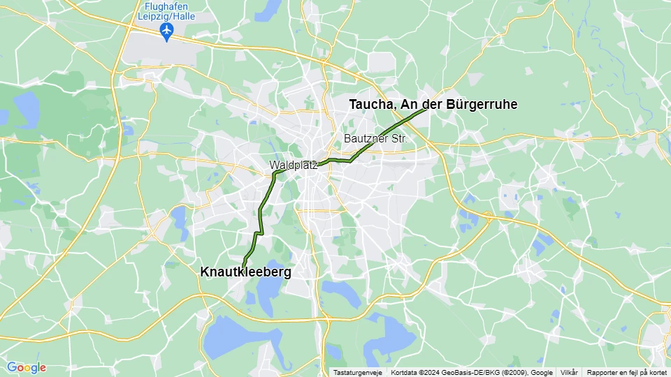 Leipzig tram line 3: Knautkleeberg - Taucha, An der Bürgerruhe route map