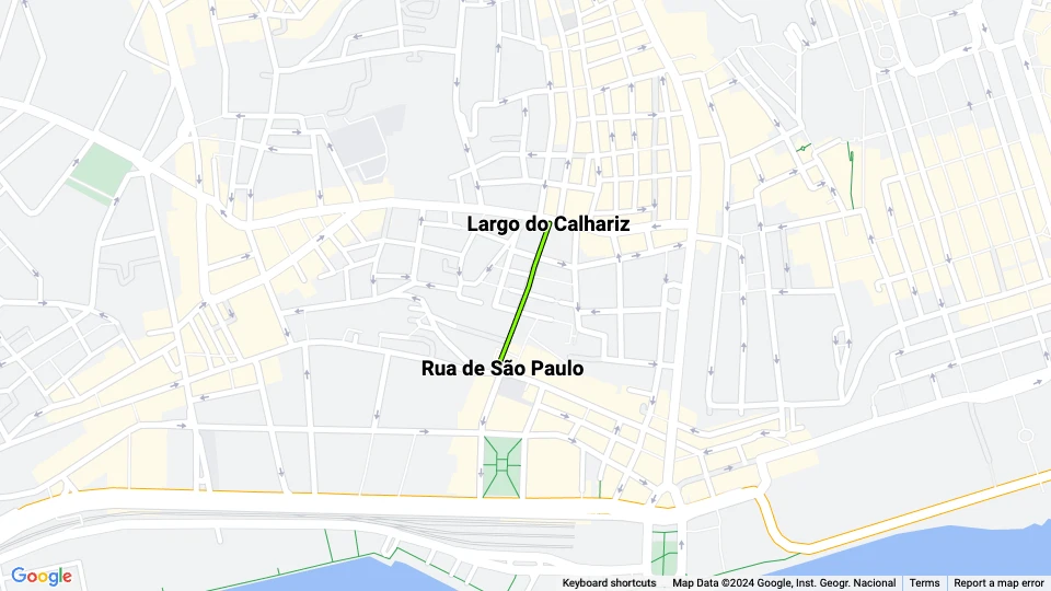 Lisbon funicular Elevador da Bica: Largo do Calhariz - Rua de São Paulo route map