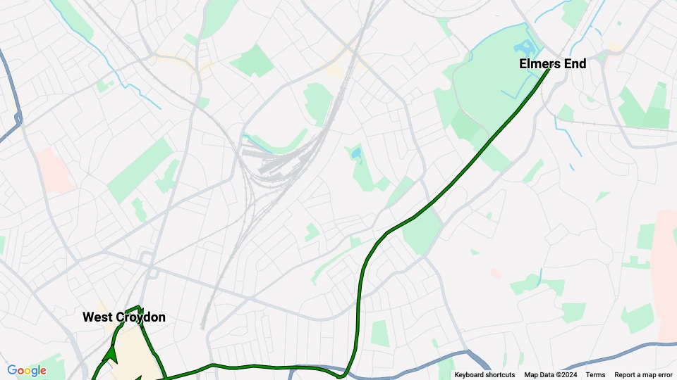 London extra line 1: Elmers End - West Croydon route map