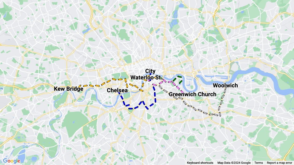 London Transport Executive (LTE) route map
