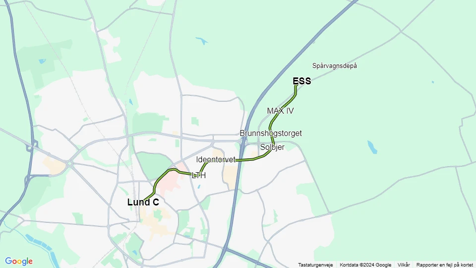 Lunds spårväg route map