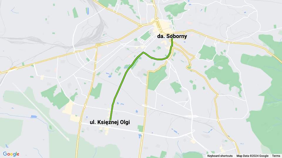 Lviv tram line 3: da. Soborny - ul. Księżnej Olgi route map