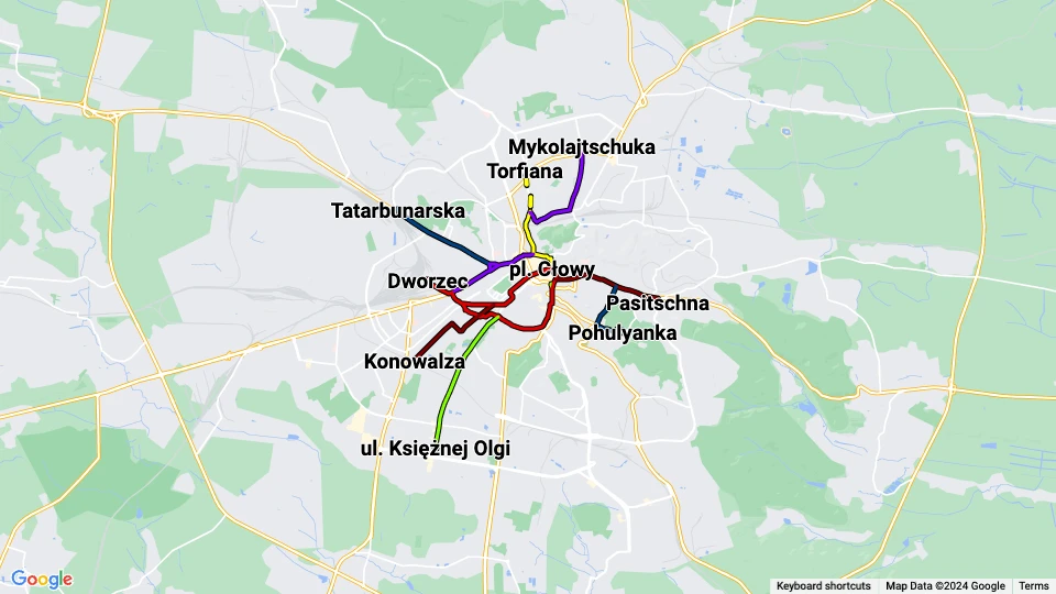 Lvivelektrotrans (LKP) route map