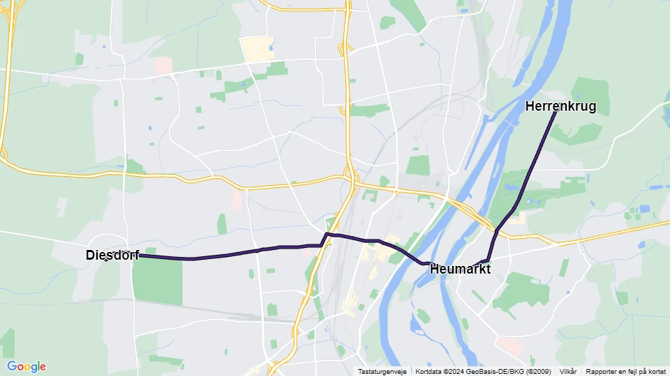 Magdeburg tram line 6: Diesdorf - Herrenkrug route map