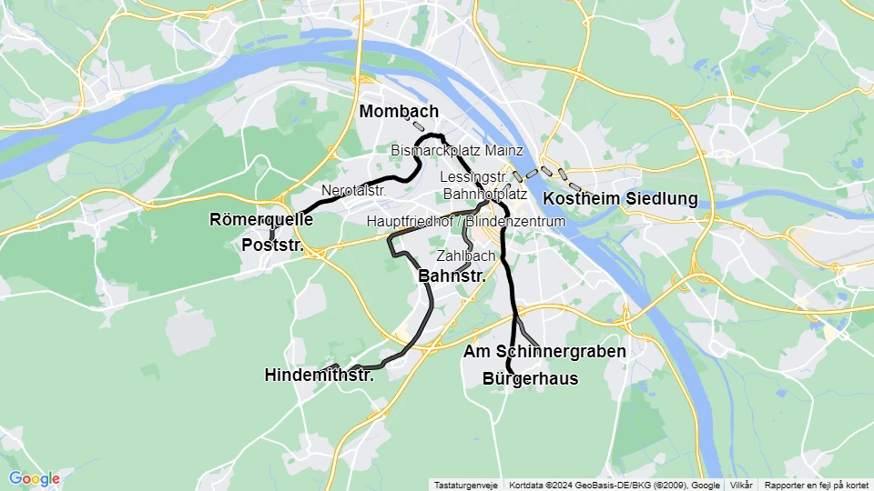 Mainzer Mobilität route map