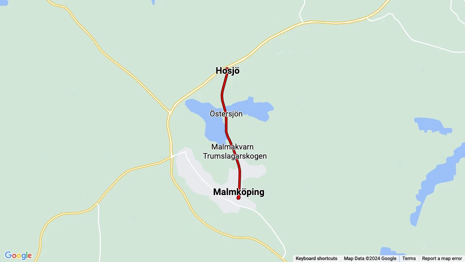 Malmköping museum line: Malmköping - Hosjö route map