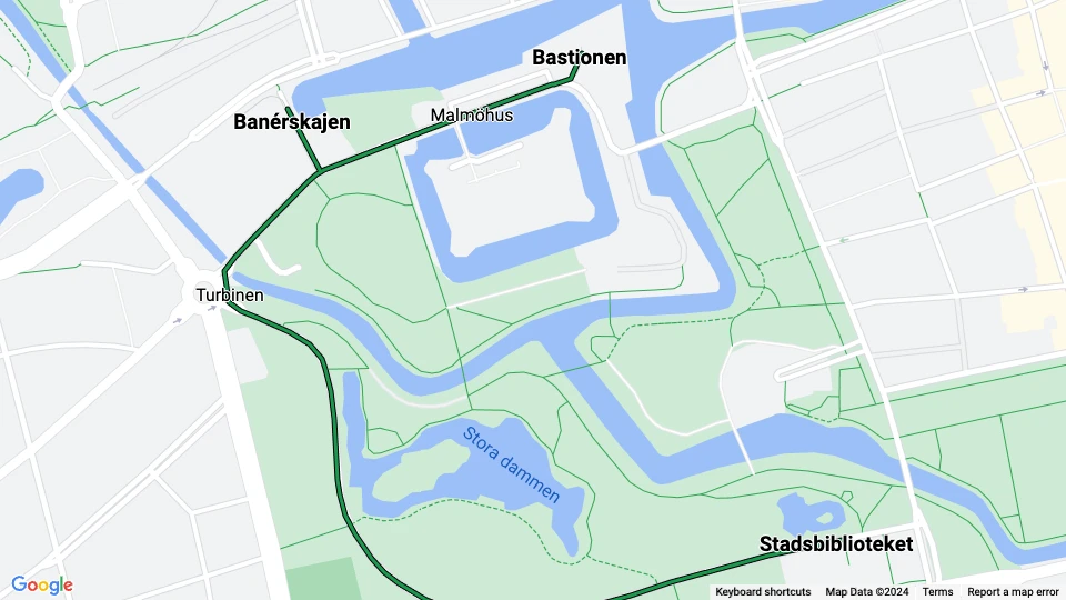 Malmö Museum line route map