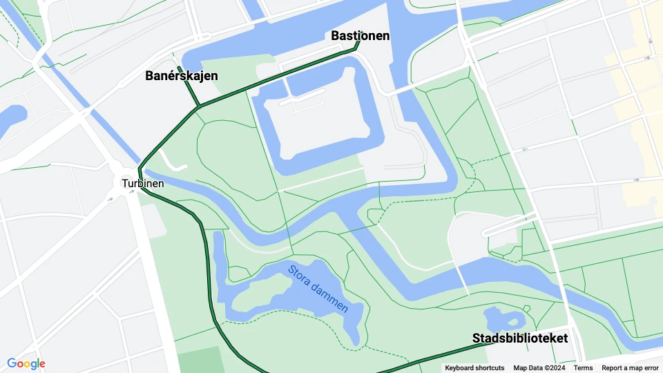 Malmö Museum Tramway (MSS) route map