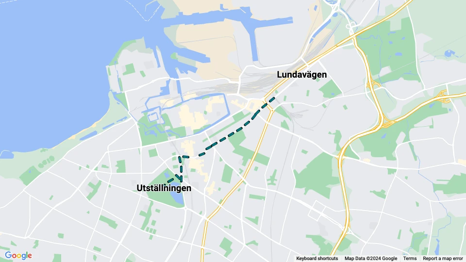 Malmö special event line X2: Utställningen - Lundavägen route map