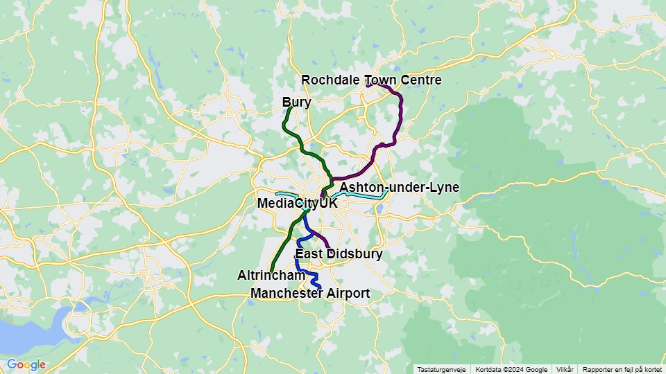 Manchester Metrolink route map
