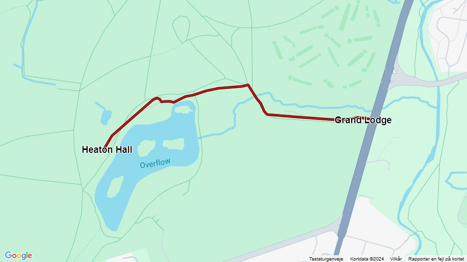 Manchester Tramway: Heaton Hall - Grand Lodge route map