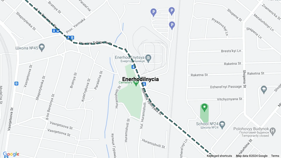 Mariupol tram line 13 route map