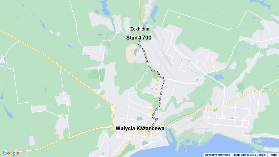 Mariupol tram line 7: Wułycia Kazancewa - Stan 1700 route map