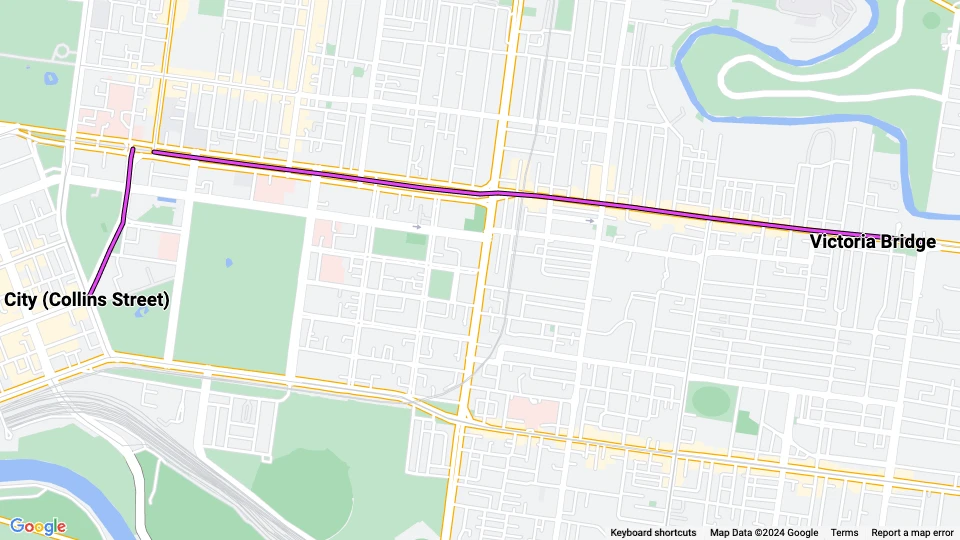 Melbourne funicular Victoria Bridge Line: Victoria Bridge - City (Collins Street) route map