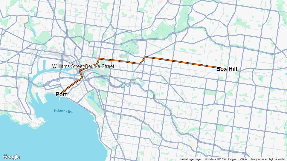 Melbourne tram line 109): Box Hill - Port route map