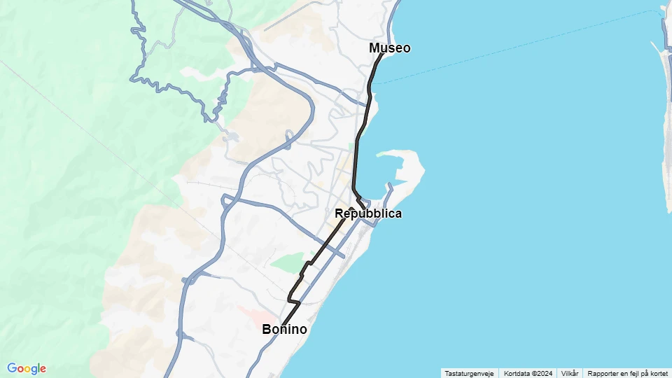 Messina tram line 28: Museo - Bonino route map