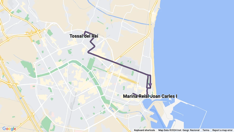 Metro Valencia route map