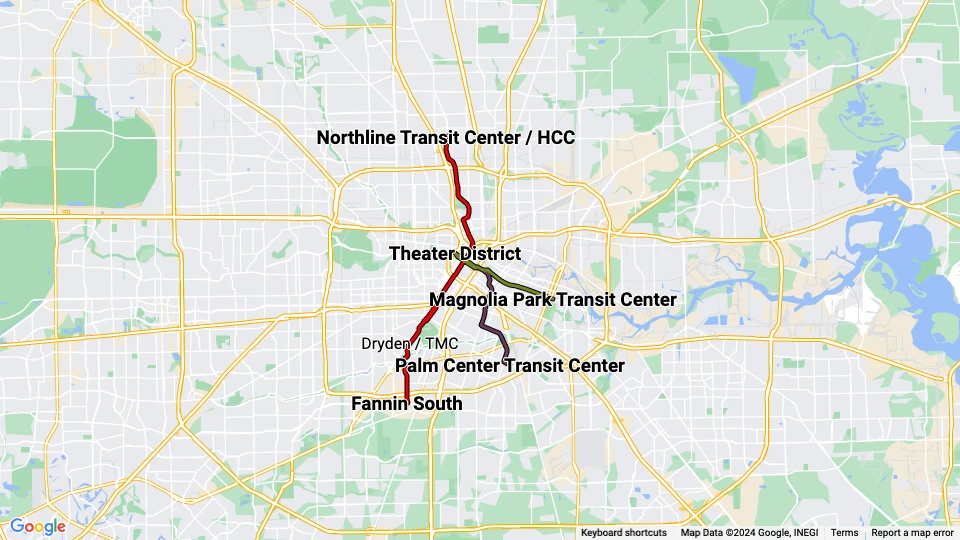 Metropolitan Transit Authority of Harris County (METROrail) route map
