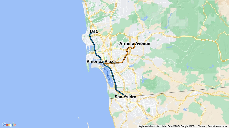 Metropolitan Transit System (MTS) route map