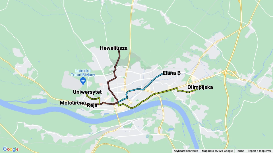 Miejski Zakład Komunikacji w Toruniu (MZK Toruń) route map