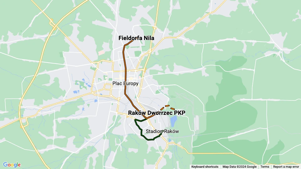 Miejskie Przedsiębiorstwo Komunikacyjne w Częstochowie (MPK Częstochowa) route map