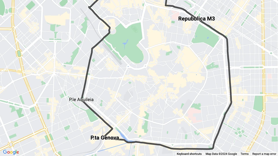 Milan tram line 29/30: Repubblica M3 - P.ta Genova route map