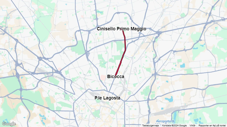 Milan tram line 31: Bicocca - Cinisello Primo Maggio route map