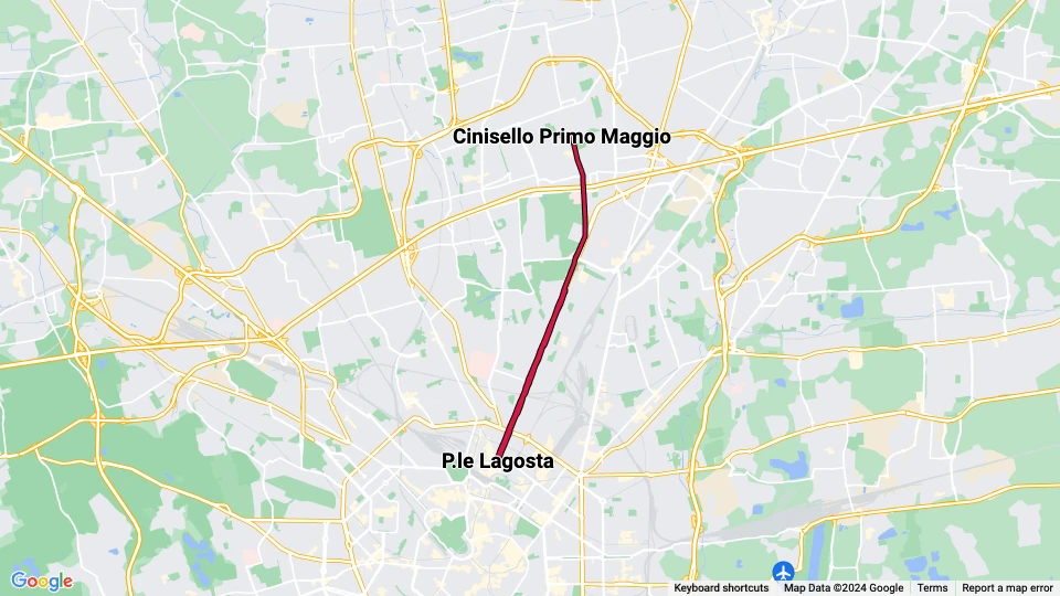 Milan tram line 31: P.le Lagosta - Cinisello Primo Maggio route map