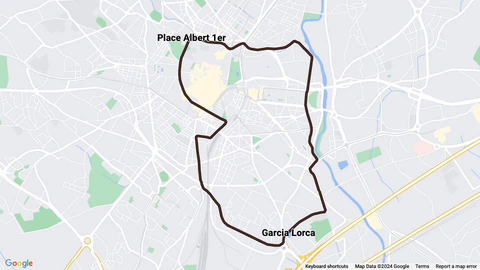 Montpellier tram line 4: Place Albert 1er - Garcia Lorca route map