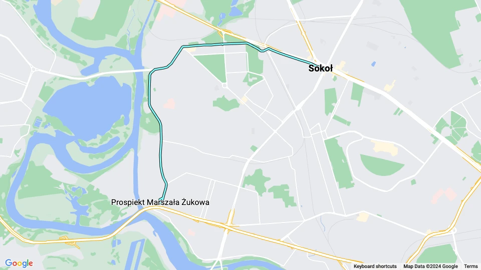 Moscow tram line 28: Sokoł - Prospiekt Marszała Żukowa route map