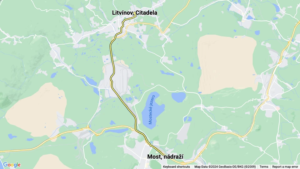 Most extra line 3: Litvínov, Citadela - Most, nádraží route map