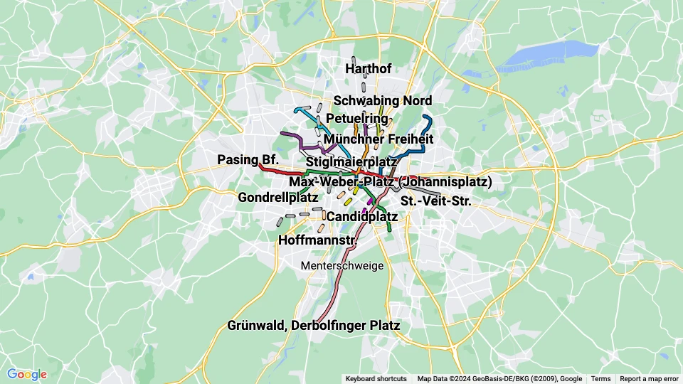 Münchner Verkehrsgesellschaft (MVG) route map