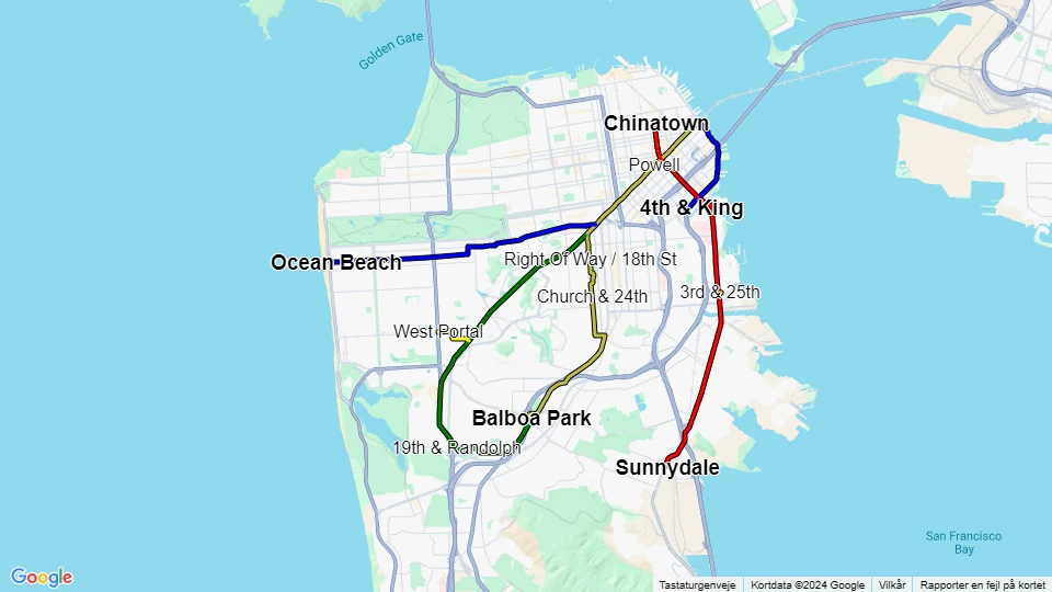 Muni Metro route map