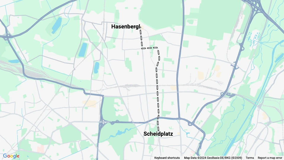 Munich tram line 13: Scheidplatz - Hasenbergl route map