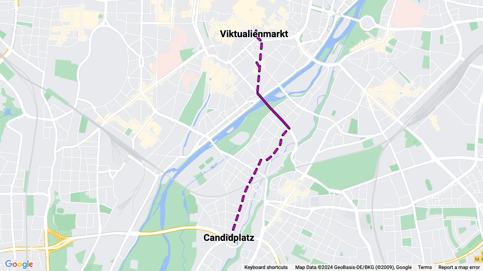 Munich tram line 5: Viktualienmarkt - Candidplatz route map