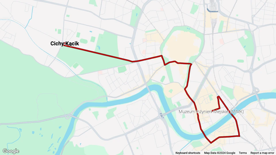 Muzeum Inźynierii i Techniki w Krakowie (MIT) route map