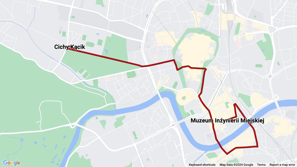 Muzeum Inźynierii Miejskiej w Krakowie (MIMK) route map