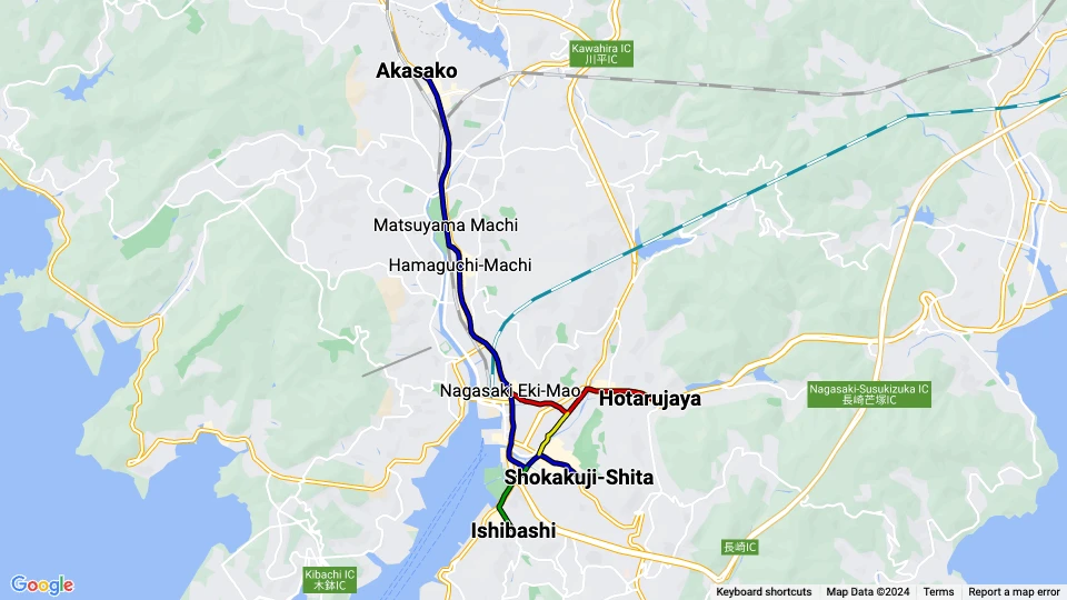 Nagasaki Electric Tramway Company route map
