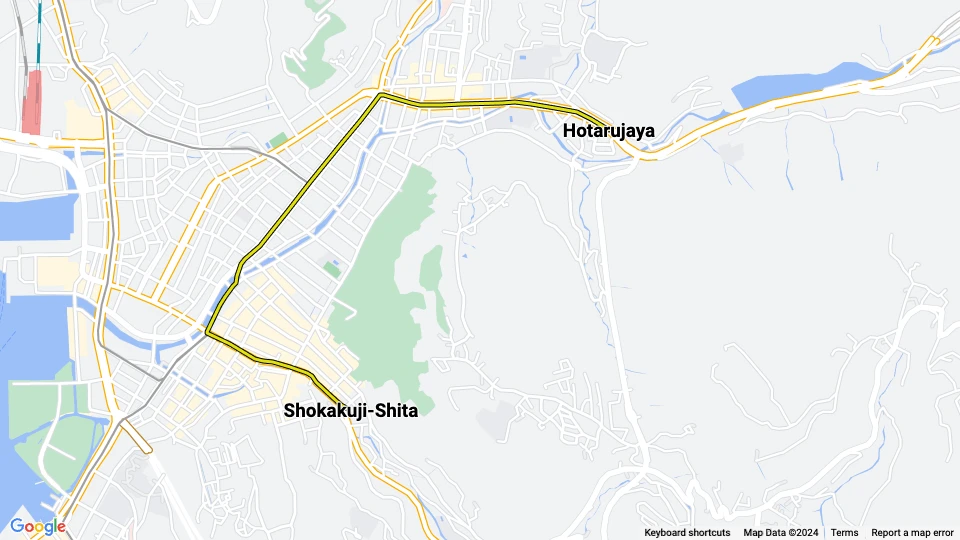 Nagasaki tram line 4: Shokakuji-Shita - Hotarujaya route map
