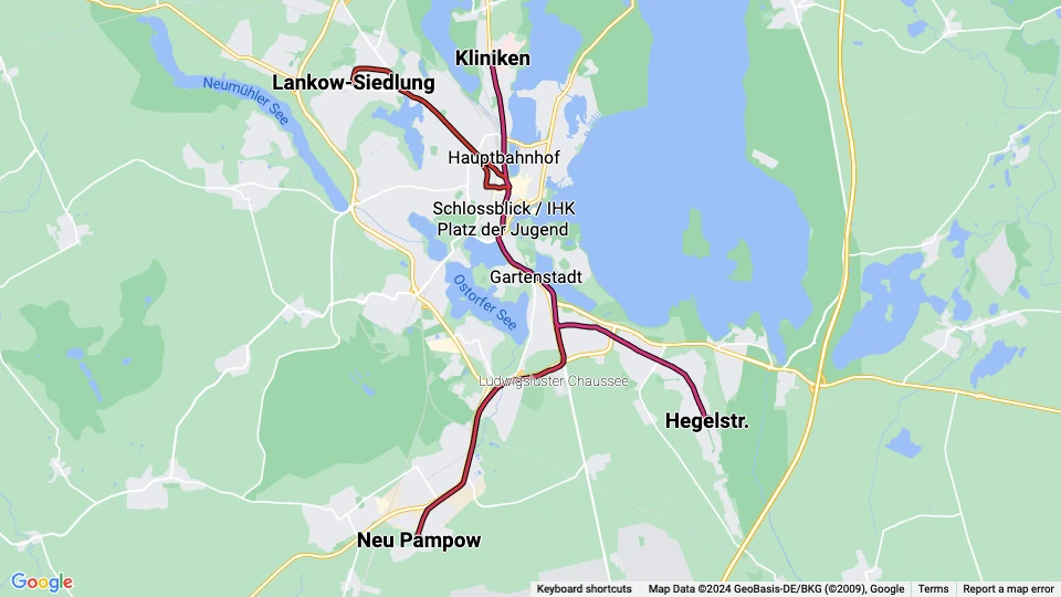 Nahverkehr Schwerin (NVS) route map