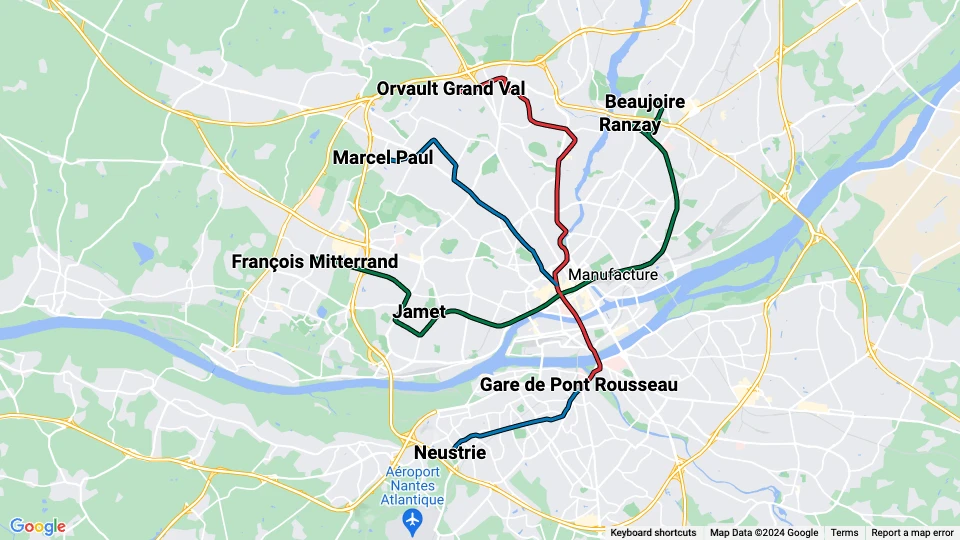 Nalib Nantes Métropole Mobilités route map