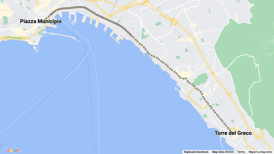 Naples regional line 55: Piazza Municipio - Torre del Greco route map